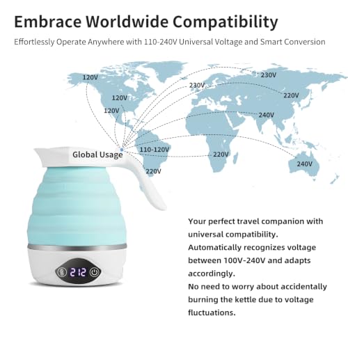 Collapsible Travel Electric Kettle 700mL, Fast Boil & LCD Temp Control