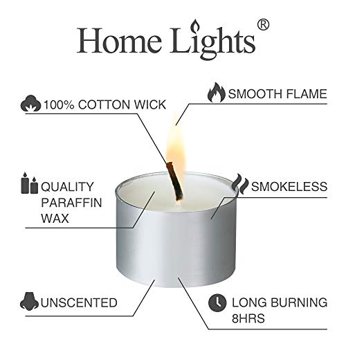 200 Pack Unscented Tealight Candles - Long 8-Hour Burn Time, Smokeless, European Made, Home Decor