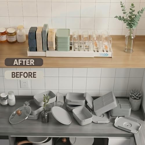 Magheo Expandable Pot & Pan Lid Organizer Rack 2 Pack, White, 22.4" D x 7.9" W x 6.3" H