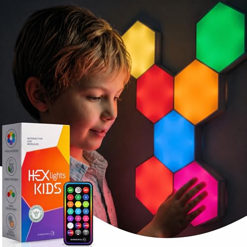 Emberela HEXlights Sensory Lights 7pk - Touch Hexagon LED Light Set for Kids & Therapy