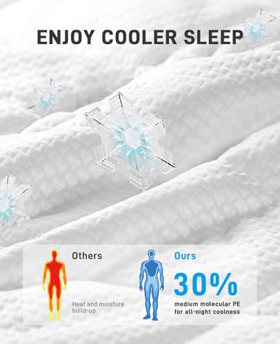 PERLECARE Full Size Mattress Topper 4 Inch Dual Layer Cooling Gel Memory Foam with Pillow Cover