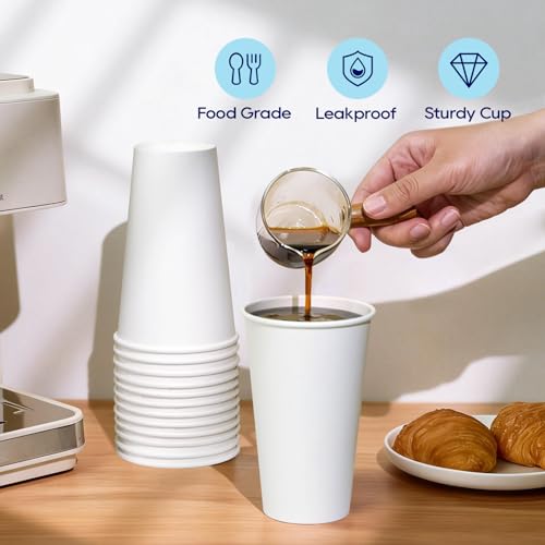 LITOPAK 210 Pack 16 oz Paper Cups, White Disposable Coffee Cups