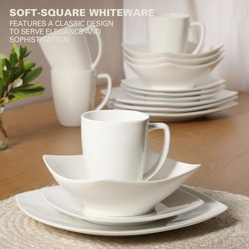 Gibson Home Zen Buffet 16pc White Porcelain Dinnerware Set for 4 Service