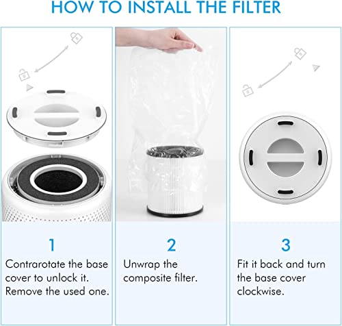 MOOKA HEPA Air Purifier Filter 5.5 x 5.5 x 5.9 inches 1-Pack for B-D02L