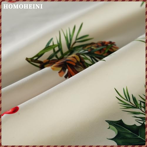 HOMOHEINI Christmas Tablecloth 60x84 White Rectangle with Trees & Snowman, Washable Polyester