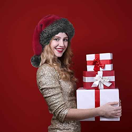 Black Plush Christmas Santa Hat,Personalized Unisex Xmas Hat for Adults