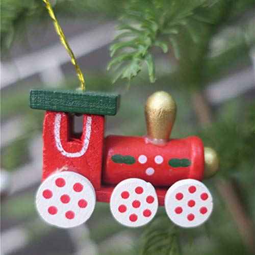 NUOBESTY 6PCS Mini Wooden Train Ornaments Christmas Hanging Ornaments Tree Decoration Kids Toys Gift