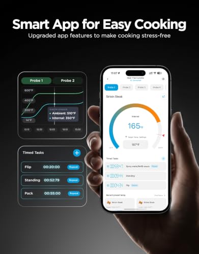 GoveeLife Wireless Meat Thermometer with 4 Probes, App & Alerts