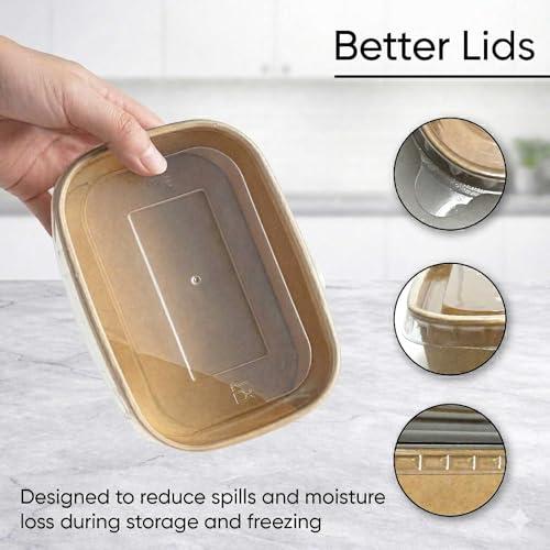 29oz Disposable Meal Prep Containers with Lids - 50 Pack, Paper Food Bowls