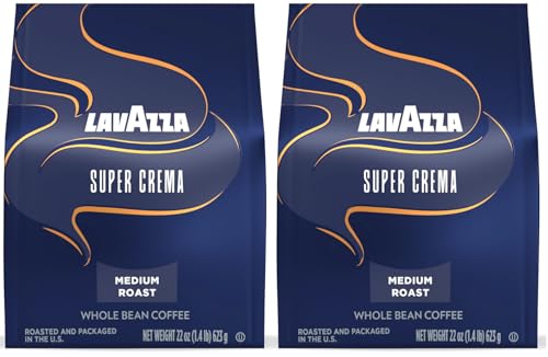Lavazza Super Crema Whole Bean Coffee 22 oz Pack of 2 Medium Roast Arabica Robusta