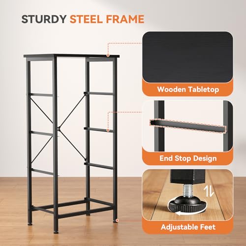 Black 4-Drawer Nightstand - Tall Bedroom Dresser with Removable Fabric Bins (11.8"D x 17.7"W x 37.5"H)