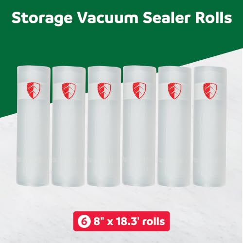 Vacuum Sealer Rolls 8x18.3ft - 6 Pack for Food Preservation & Sous Vide