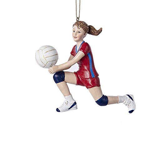 Kurt S. Adler Volleyball Ornament, 4.5in, Red and Blue, Volleyball Player, Christmas