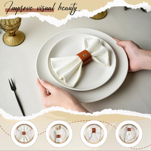 LemonRoad 40 Pcs Leather Napkin Rings Vintage Buckle Holder,Brown