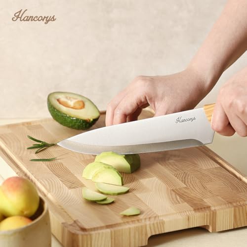 Hancorys Gold Wood 15-Piece Kitchen Knife Set with Block & Sharpener