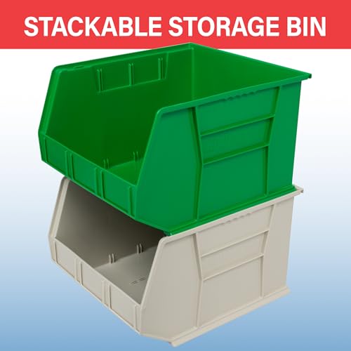 Blue Plastic Storage Bins - Stackable 18x16x11 Inch Heavy Duty Organizer