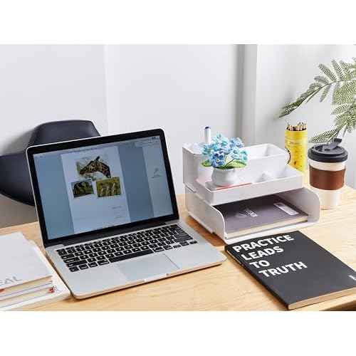 Crochet Flowers Cute Handmade Knitted Potted Gradient Blue Forget Me Not Flower Gifts for Women Coworkers Teacher Birthday Anniversary Christmas Decor for Home Room Office Desk Accessories