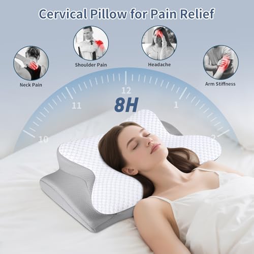 Bespillow White Cervical Pillow for Neck Pain Relief - Ergonomic Memory Foam for Side Sleepers