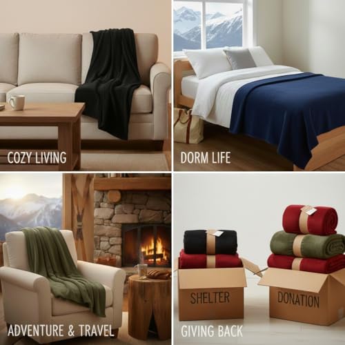 Trail Maker 8-Color Bulk Fleece Throw Blankets 50x60 for Weddings & Charities