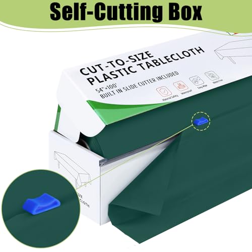 54 Inch x 3600 Inch Christmas Green Disposable Waterproof Table Cover Roll for Events