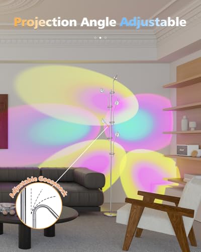 DENGALA RGB Projector Floor Lamp - Adjustable 4000K Multi-Head LED Light