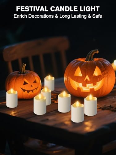 White Rechargeable Flameless Tea Lights with Remote & Timer - 12 Pack
