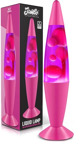 JAMBO 16-Inch Purple Liquid Motion Night Light with Pink Wax & Pink Base - Relaxing Home Decor Lamp for Adults Kids Teens