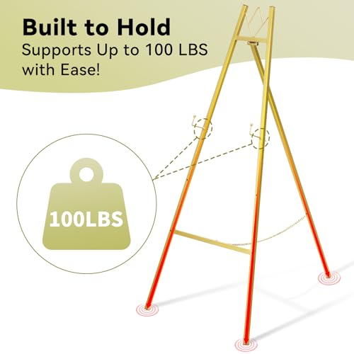 GRENTY Gold Easel Stand for Wedding Signs Art Displays & Event Signage - 57.5"