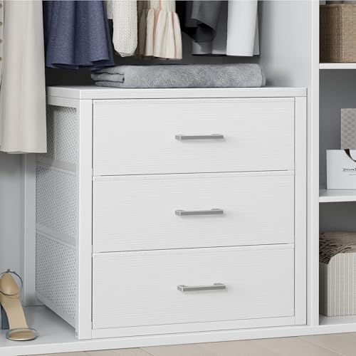 White Fabric Closet Drawers 3-Drawer Storage Organizer - L Size