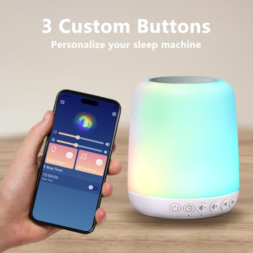 Easysleep White Noise Sound Machine for Sleep - Milky White, 30 Soothing Sounds, Night Light & App Control
