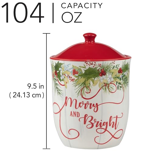 Certified International Winter Greens Ceramic Biscuit Jar with Lid