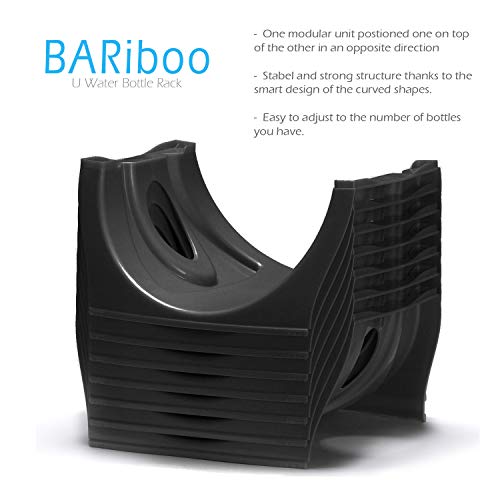 Bariboo Stackable Water Bottle Organizer Rack 4 No Shelf Black - 5 Gallon Jug Holder