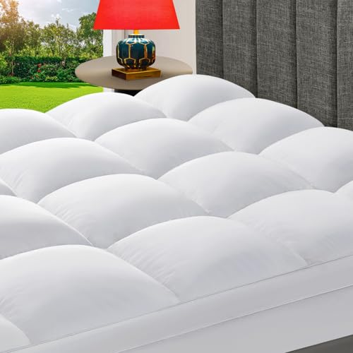 Queen Mattress Topper White 900 GSM High-Fill Plush Bed Cushion