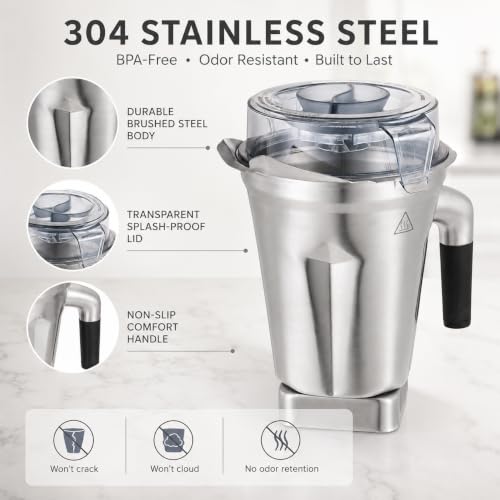 64oz Stainless Steel Blender Pitcher - Compatible with 5200, A3500, E320 & More