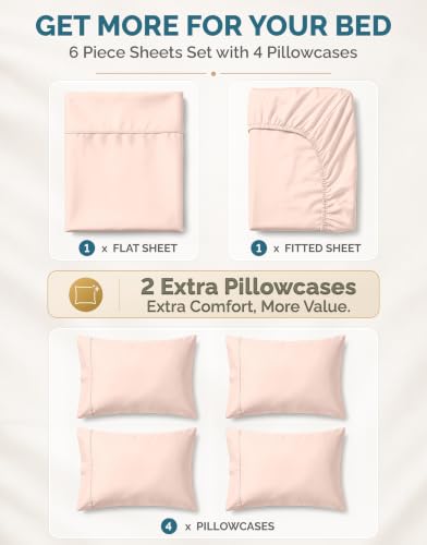 Casa Platino 100% Cotton Full Size Cooling Sheets Set - Veiled Rose