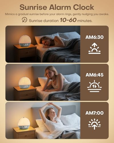Zelaclock Sunrise Alarm Clock with White Noise & RGB Night Light