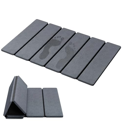 Luxspire Dark Gray Diatomaceous Earth Bath Mat 24x16in Non-Slip Fast Drying
