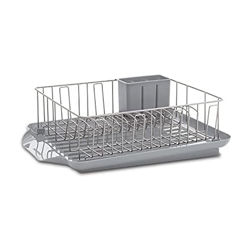 3-Piece Dish Drying Rack Set with Rust-Resistant Wire Basket and Removable Draining Board