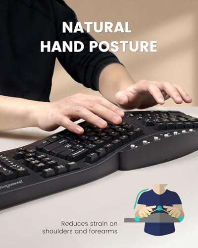 Ergonomic Split Keyboard with Wrist Rest - Wired USB - Black / Wired