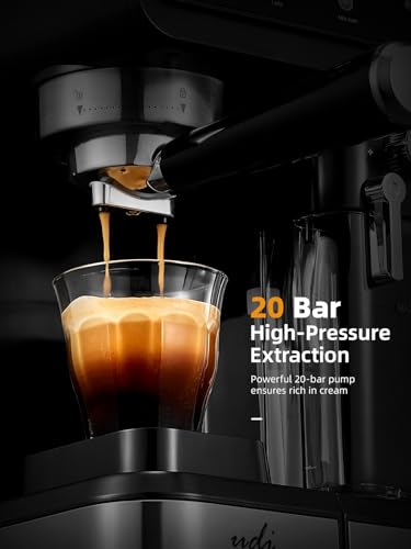 20 Bar Espresso Machine with 9 Presets & Milk Frother - Compact Coffee Maker