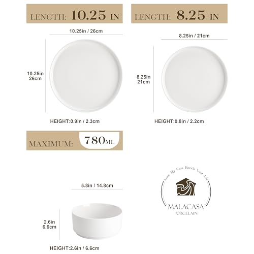 Ivory White 12-Piece Porcelain Dinnerware Set for 4 - Chip & Scratch Resistant