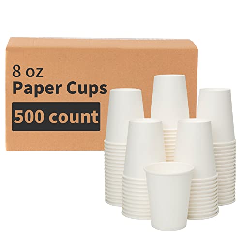 Disposable 8 oz Coffee Cups - 500 Pack, Leak-Proof Food Safe Paper Cups