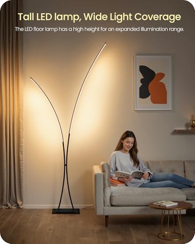 GOEBLESON 85.4-inch Modern Arc Floor Lamp with 3CCT Dimmable LED, Remote, Black