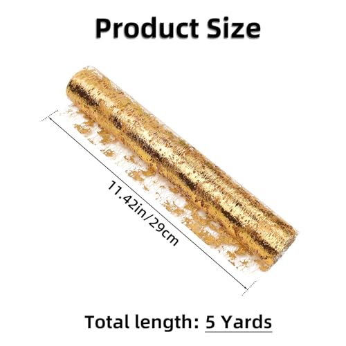 Gold Table Runner Roll 5 Yards Sequin Glitter Mesh for Wedding & Party Decor