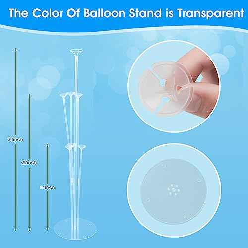 Balloon Stand Kit 4 sets Balloon Arch Stand with Base and Balloon Sticks for Christmas Table Graduation Wedding Birthday Baby Shower Gender Reveal Party New Year Decorations