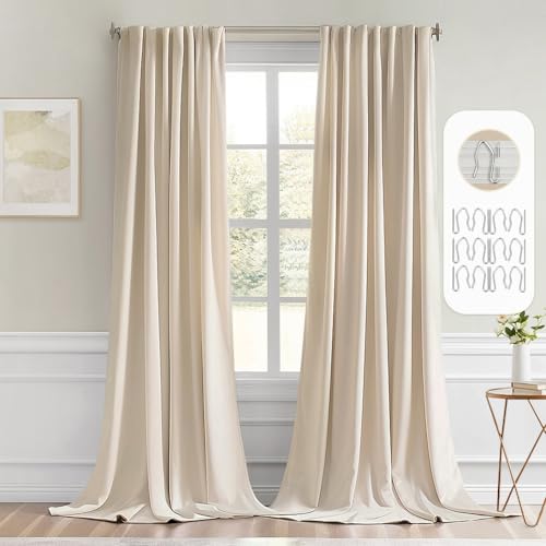 Cream Beige Blackout Curtains 52x96 Inches Set - 2 Panels, Room Darkening, Energy Saving, Modern Home Decor - Variation of THIS listing