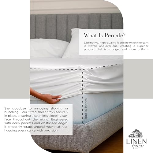 King Size 100% Cotton Percale Sheet Set - White, 4 Pieces, Deep Pocket Variation 01