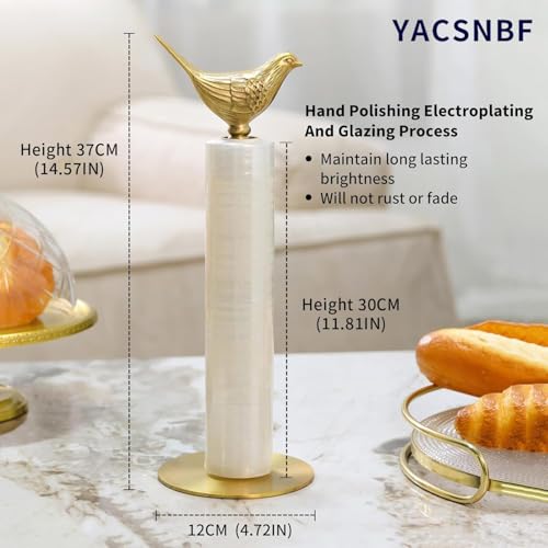 YACSNBF Gold Brass Paper Towel Holder with Bird Decor - Countertop Kitchen Organizer
