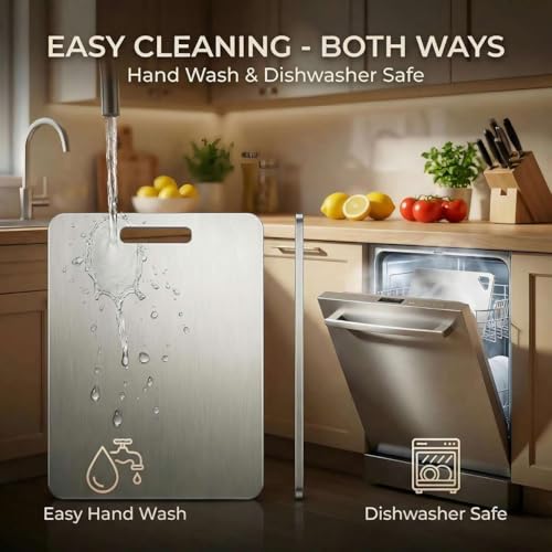 3-Piece Stainless Steel Cutting Board Set - Non-Toxic, Dishwasher Safe, Warp-Proof Kitchen Chopping Boards