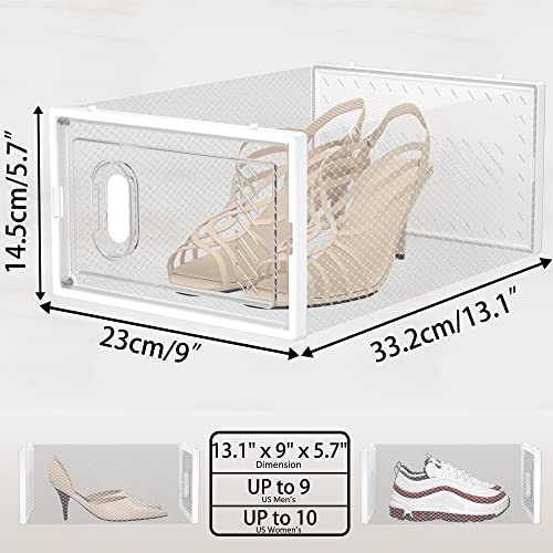 White Stackable Shoe Storage Box with Magnetic Door & Ventilation - Large